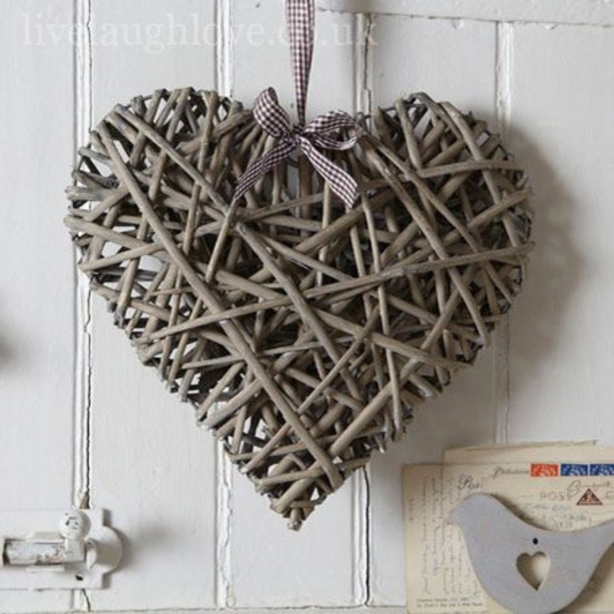 SET 3 ADORNOS CORAZON MIMBRE DECORATIVO 25 CM HOGAR LAU - 3