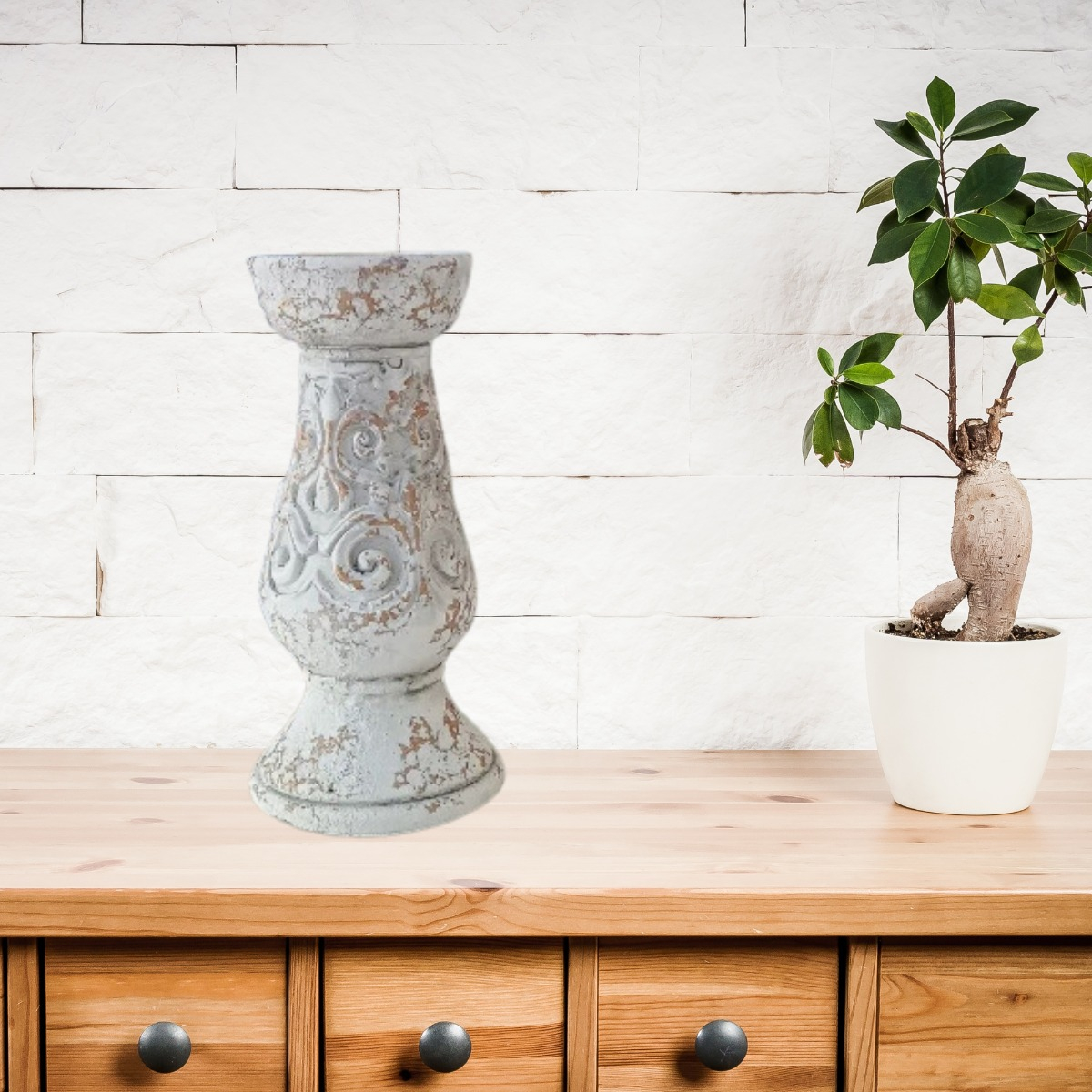 COLUMNA PEDESTAL DECORATIVO CERAMICA VINTAGE HOGAR PEQ LAU - 9