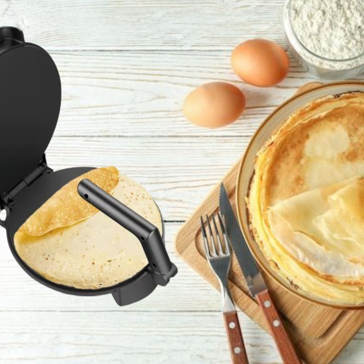 MÁQUINA ELÉCTRICA CREPAS PANQUEQUES AJUSTABLE 1400W JHN - 5