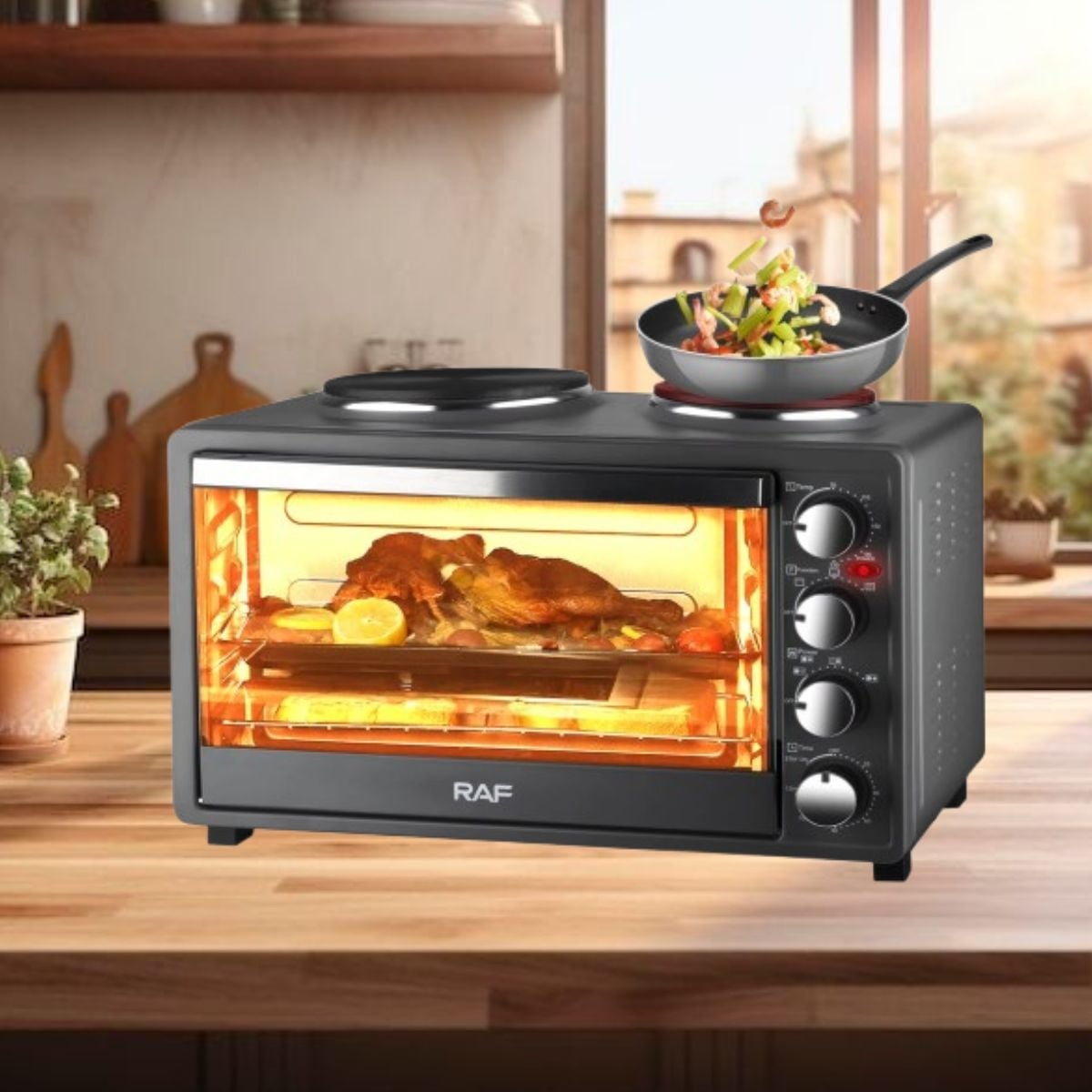 HORNO ELÉCTRICO 2EN1 DOBLE HORNALLA CONVECCIÓN GRILL JHN - 2