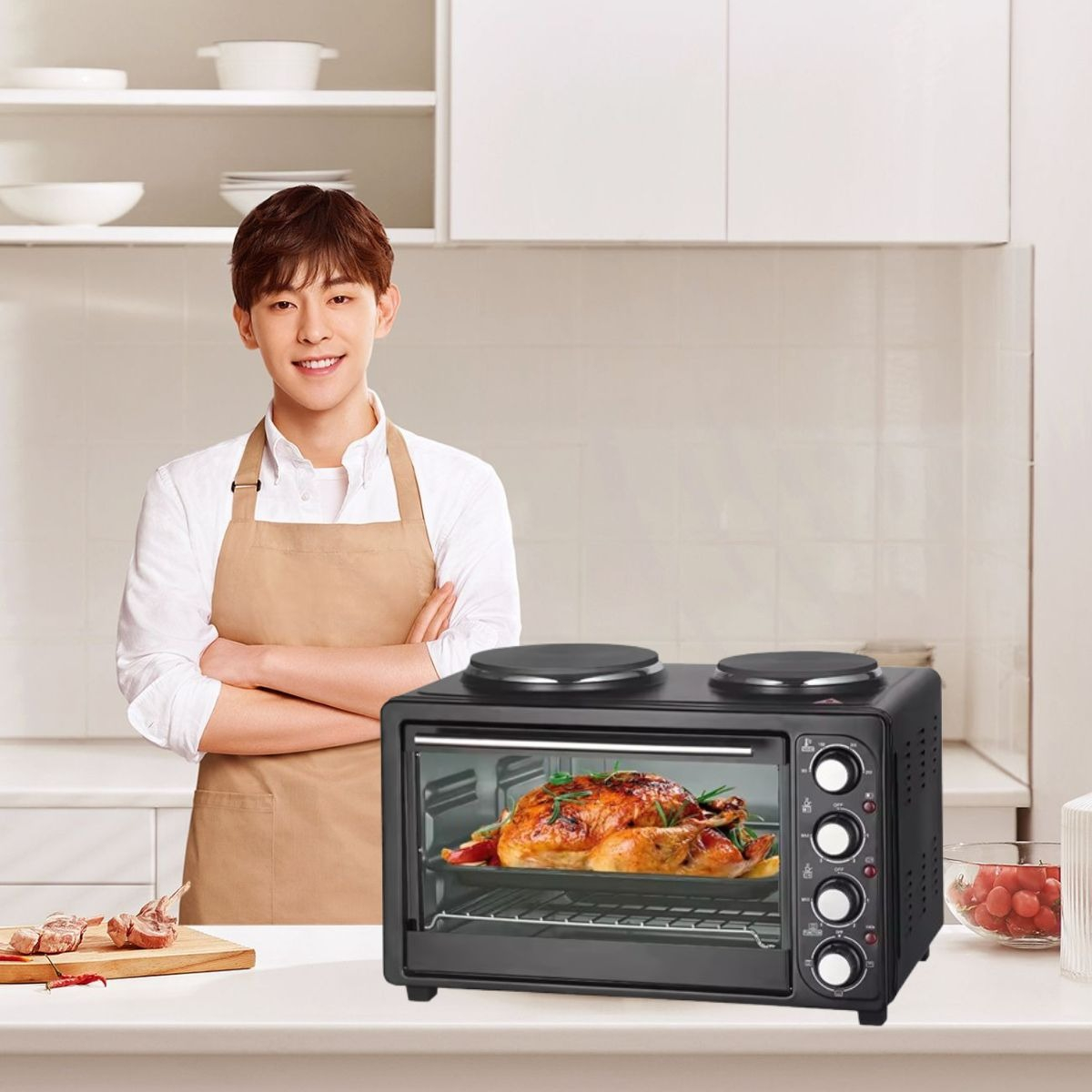 HORNO ELÉCTRICO 2EN1 DOBLE HORNALLA CONVECCIÓN GRILL JHN - 7