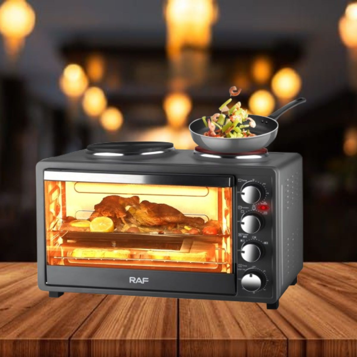 HORNO ELÉCTRICO 2EN1 DOBLE HORNALLA CONVECCIÓN GRILL JHN - 10