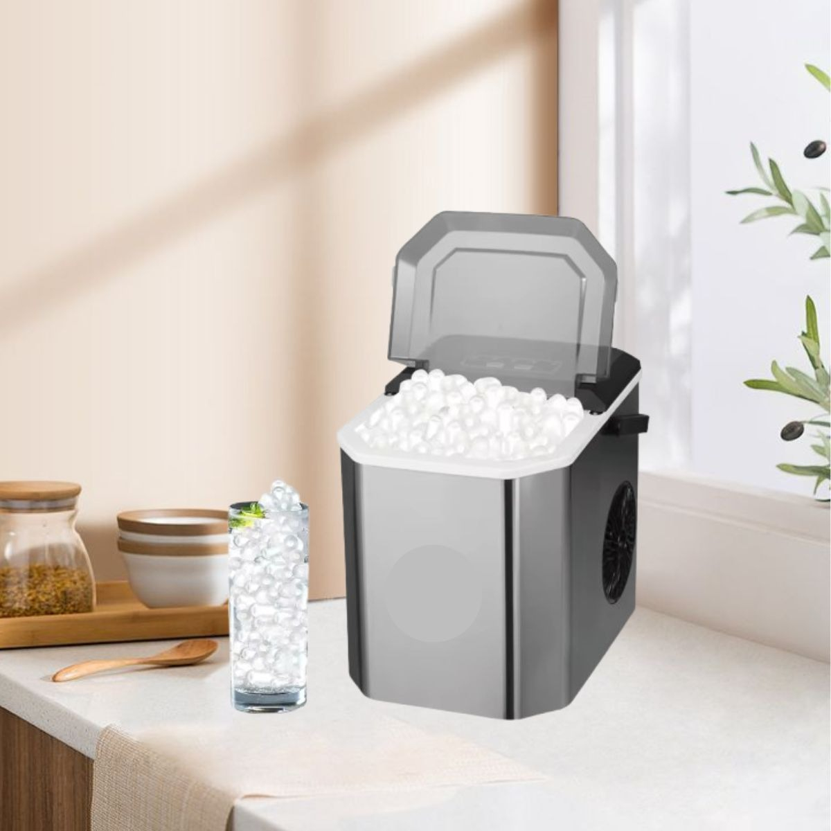 MÁQUINA HIELO PORTÁTIL ENCIMERAS MODERNA COMPACTA JHN - 8