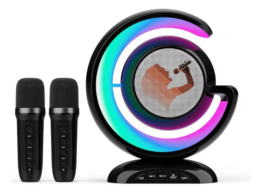 PARLANTE PORTATIL + MICROFONO KARAOKE LED DIVERTIDO LAU - 3