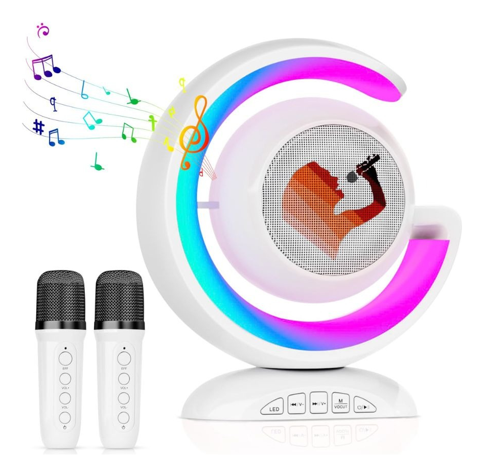 PARLANTE PORTATIL + MICROFONO KARAOKE DIVERTIDO BLANCO LAU - 3