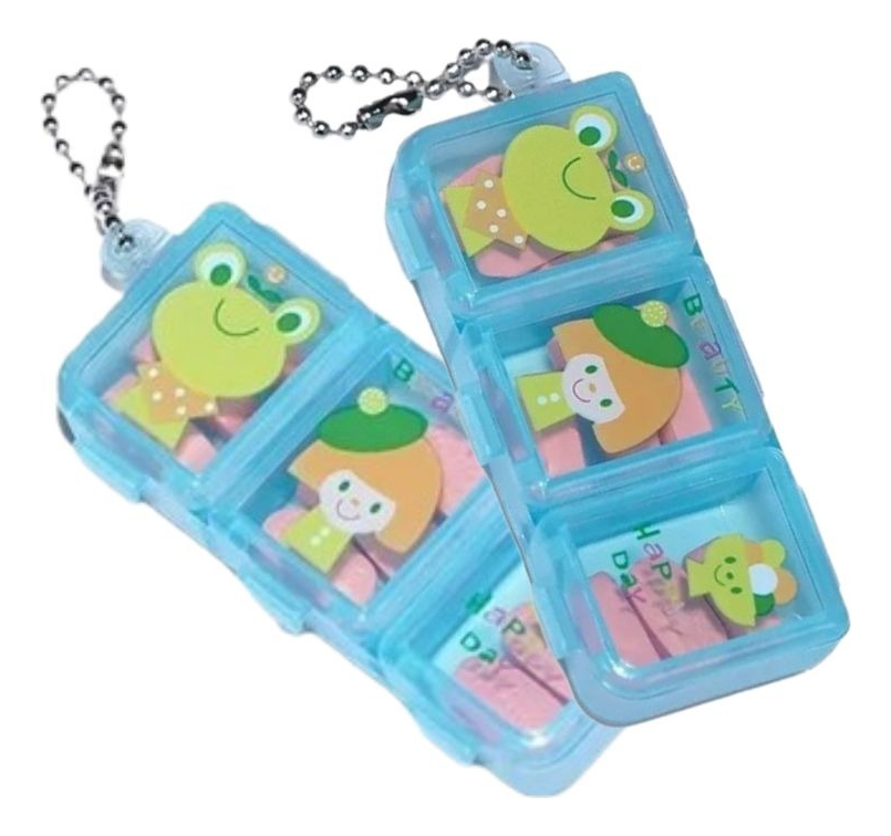 SET 8 PASTILLERO MINI DIBUJOS ANIMADOS 3 COMPARTIMIENTOS LAU - 1