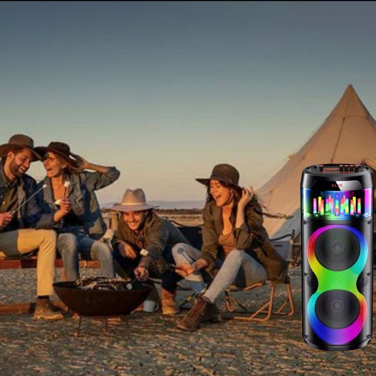 PARLANTE PORTATIL BLUETOOTH LUCES RGB KARAOKE MICROFONO LAU - 2