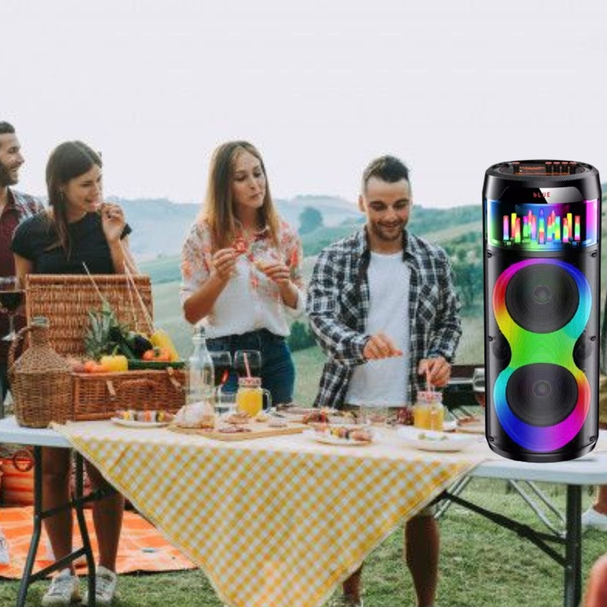 PARLANTE PORTATIL BLUETOOTH LUCES RGB KARAOKE MICROFONO LAU - 4