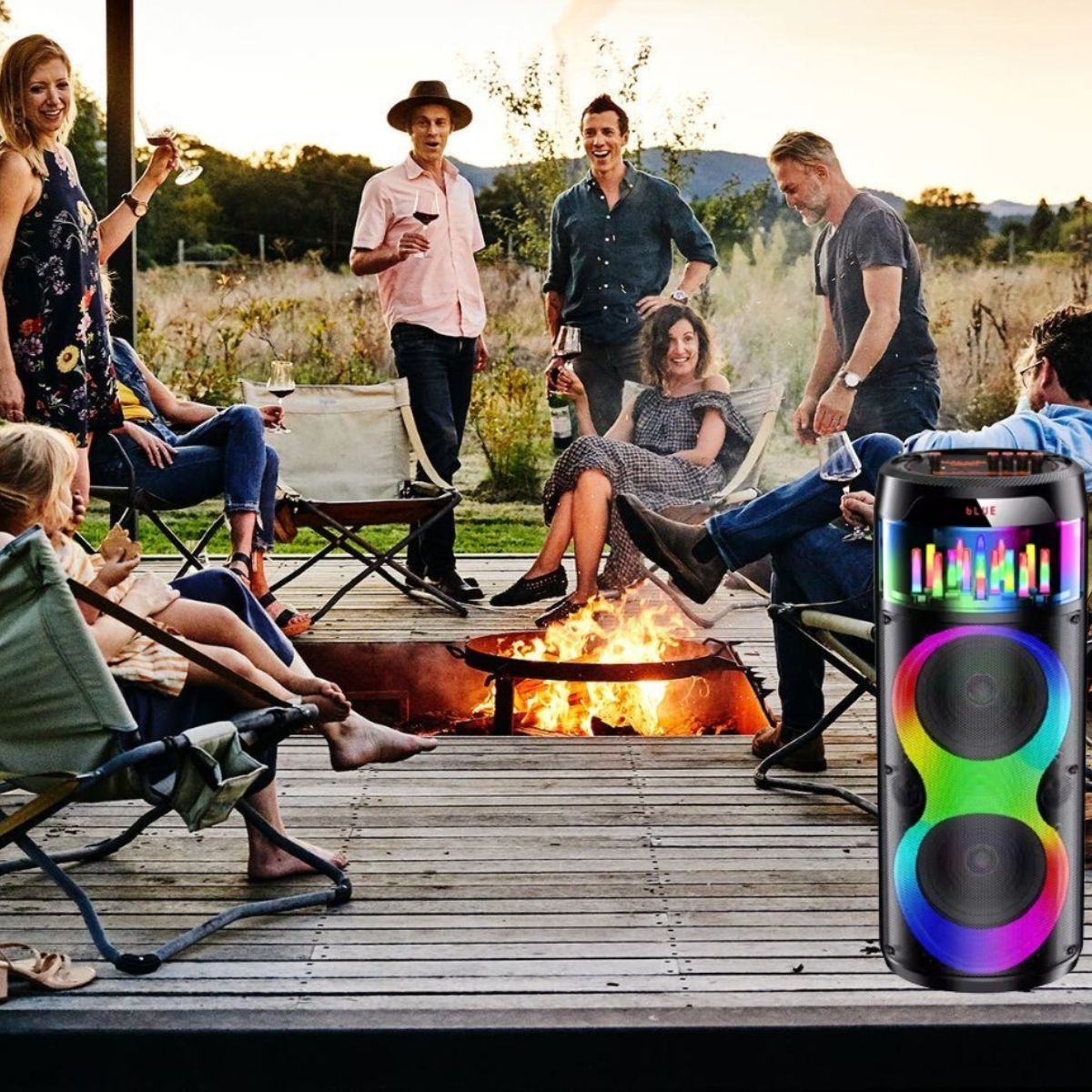 PARLANTE PORTATIL BLUETOOTH LUCES RGB KARAOKE MICROFONO LAU - 8
