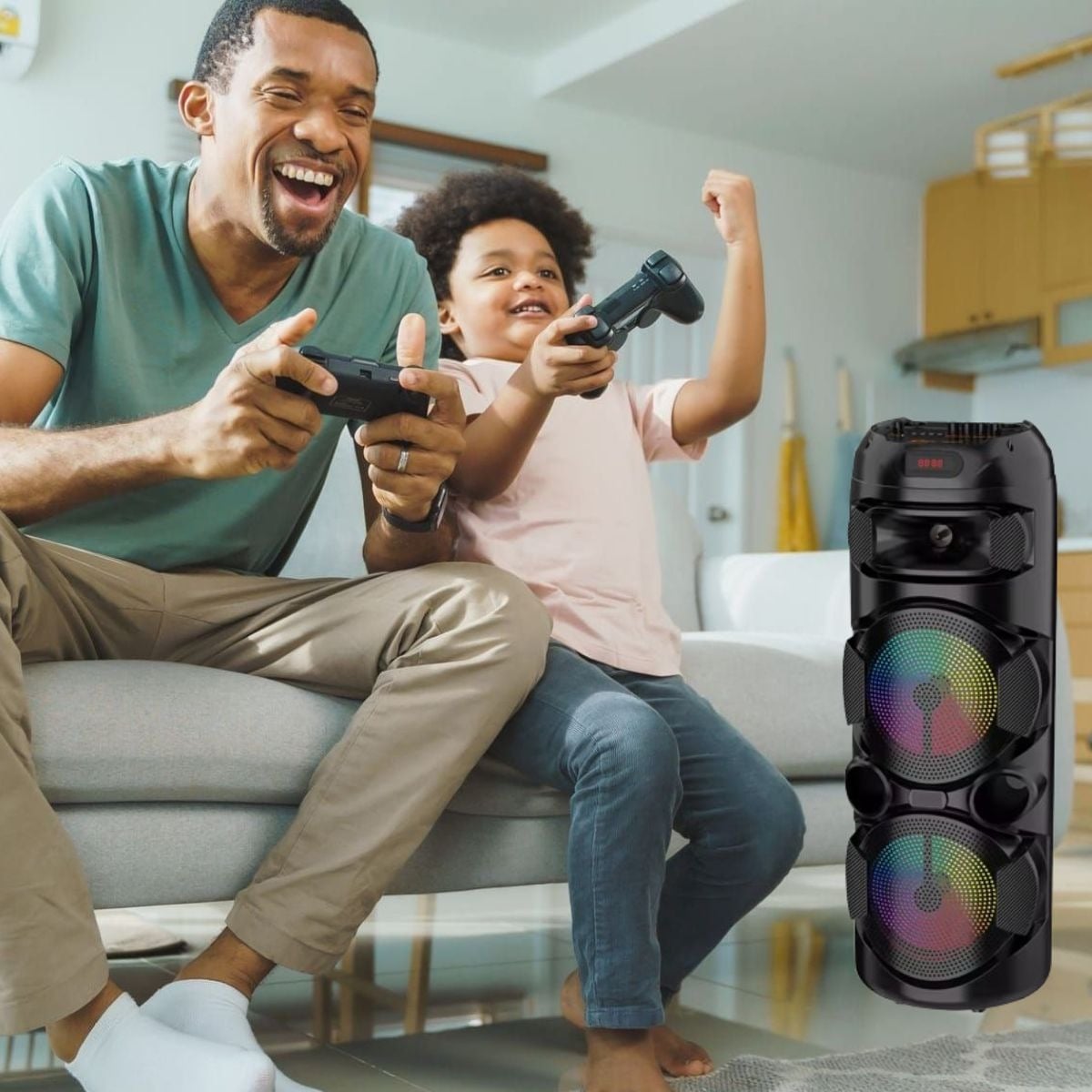 PARLANTE INALAMBRICA BLUETOOTH LED+MICROFONO PORTATIL LAU - 5