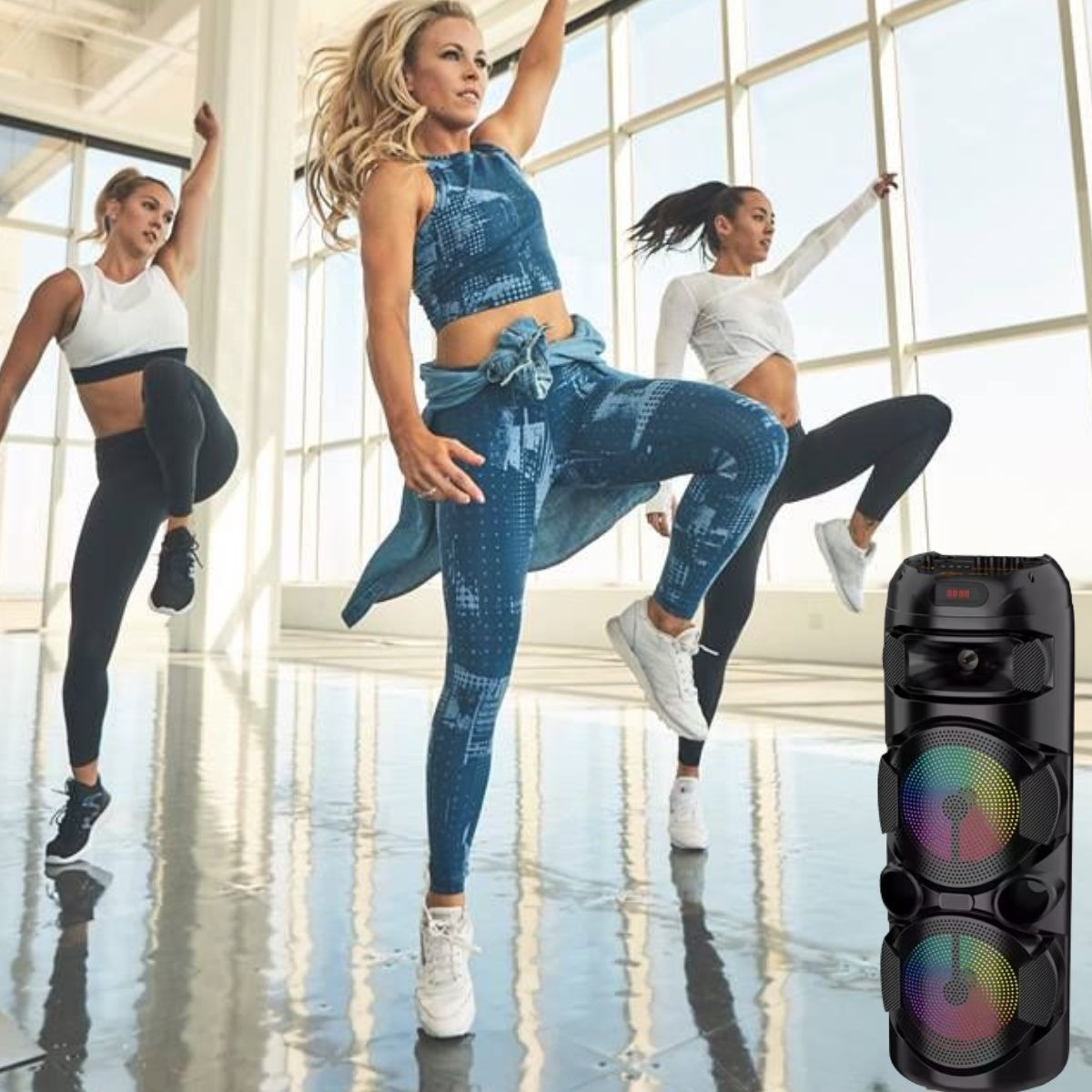 PARLANTE INALAMBRICA BLUETOOTH LED+MICROFONO PORTATIL LAU - 9