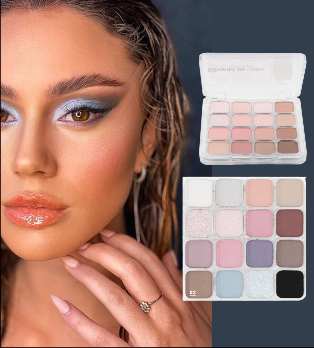 SOMBRA DE OJOS PALETA MULTIFUNCIONAL POLVO JHN - 8