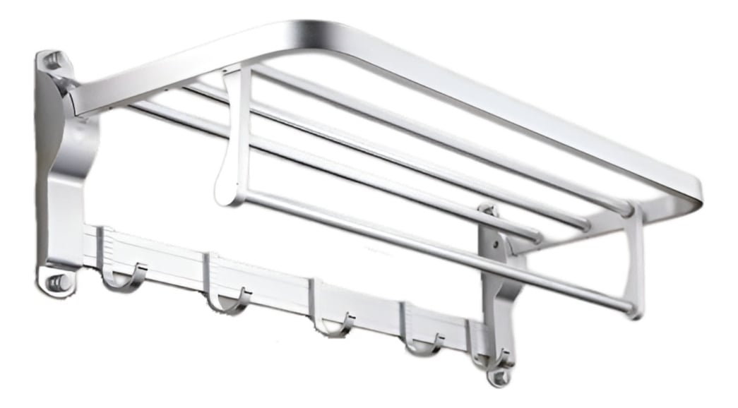 TOALLERO BAÑO BARRA MÚLTIPLE SOPORTE PLEGABLE DOBLE JHN - 1