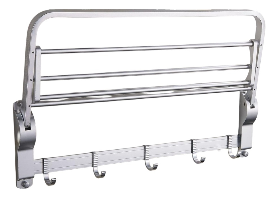 TOALLERO BAÑO BARRA MÚLTIPLE SOPORTE PLEGABLE DOBLE JHN - 3
