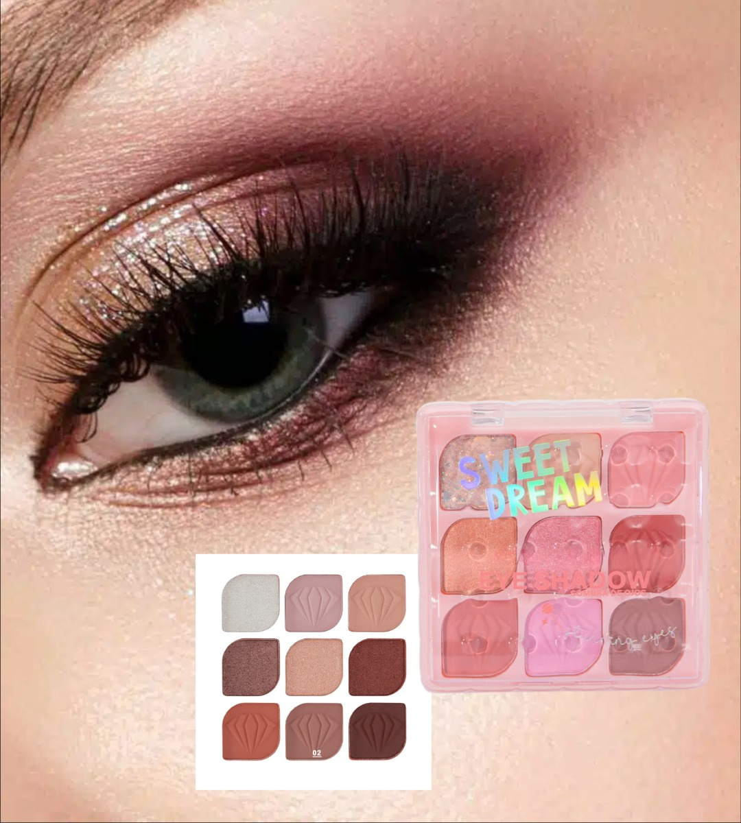 SET 2 SOMBRA OJOS PALETA MULTIFUNCIONAL POLVO 9 COLORES JHN - 4