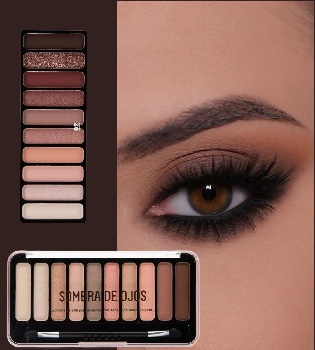 SET 2 SOMBRA OJOS PALETA MULTIFUNCIONAL POLVO 10 COLORES JHN - 7