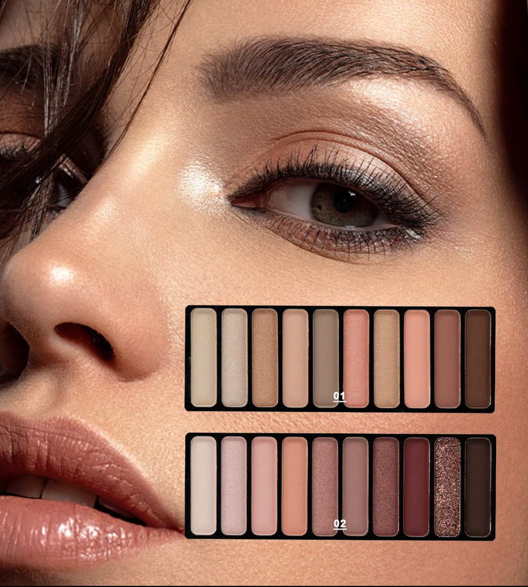 SET 2 SOMBRA OJOS PALETA MULTIFUNCIONAL POLVO 10 COLORES JHN - 10