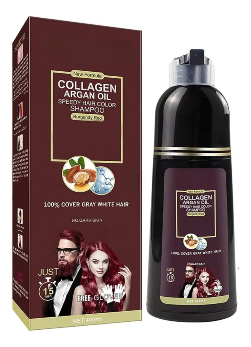 SHAMPOO TINTE ROJO CUBRE CANAS SUAVIZA REPARA CABELLO JHN - 3