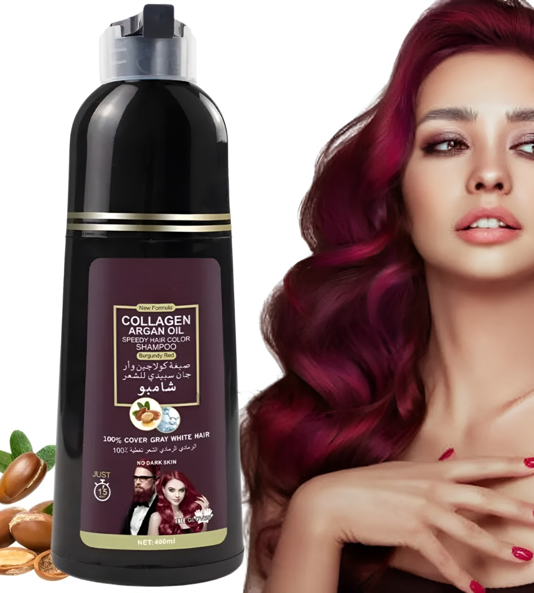 SHAMPOO TINTE ROJO CUBRE CANAS SUAVIZA REPARA CABELLO JHN - 4