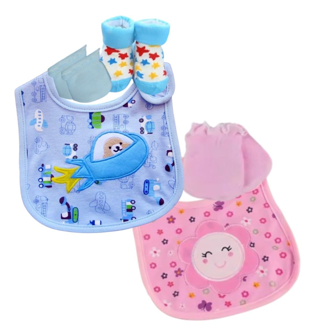 2 SET BABERO 3 PIEZAS + MITONES MEDIAS SUAVE BEBES LAU - 3