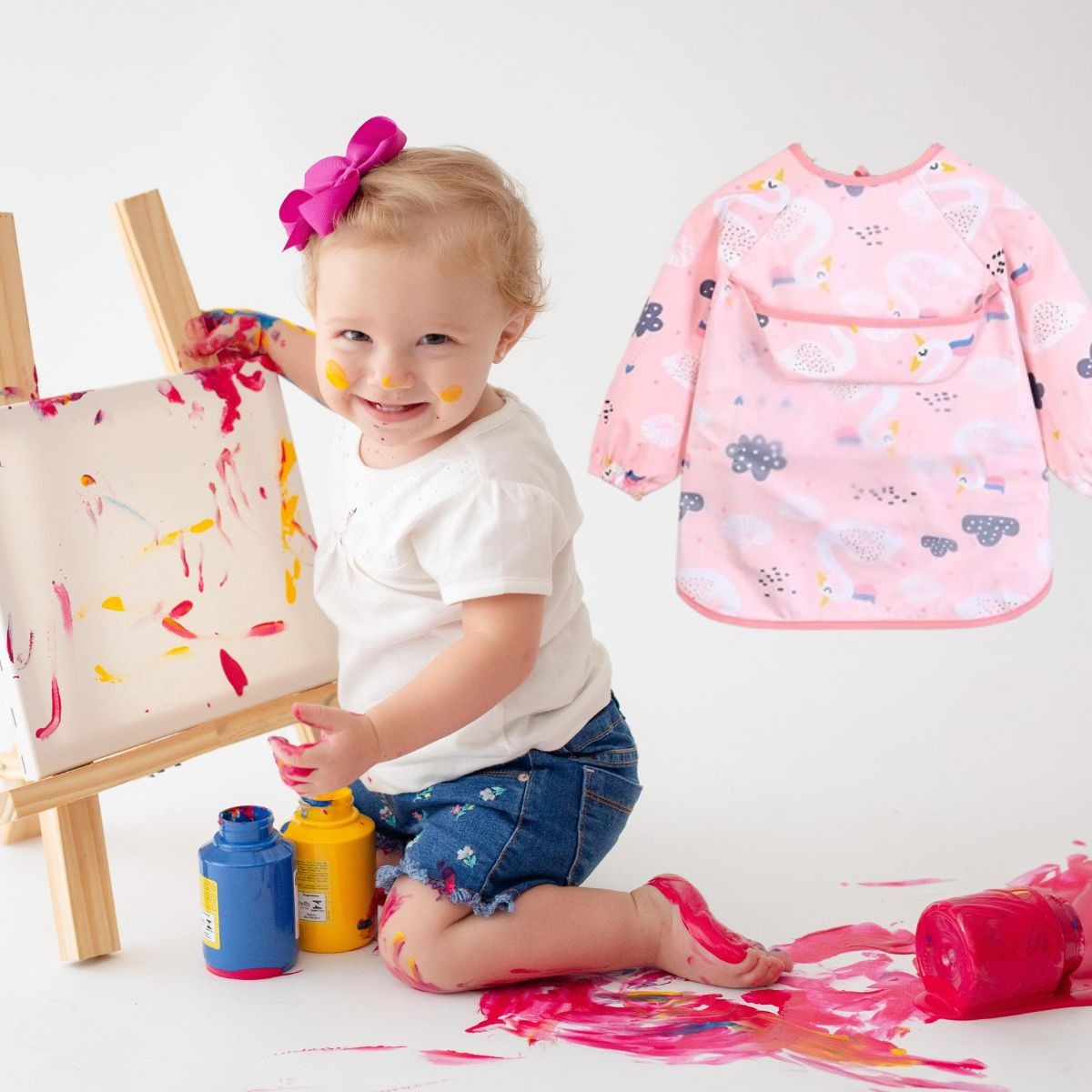 SET 2 BABEROS CON MANGAS IMPERMEABLE PINTURA NIÑO NIÑO LAU - 9