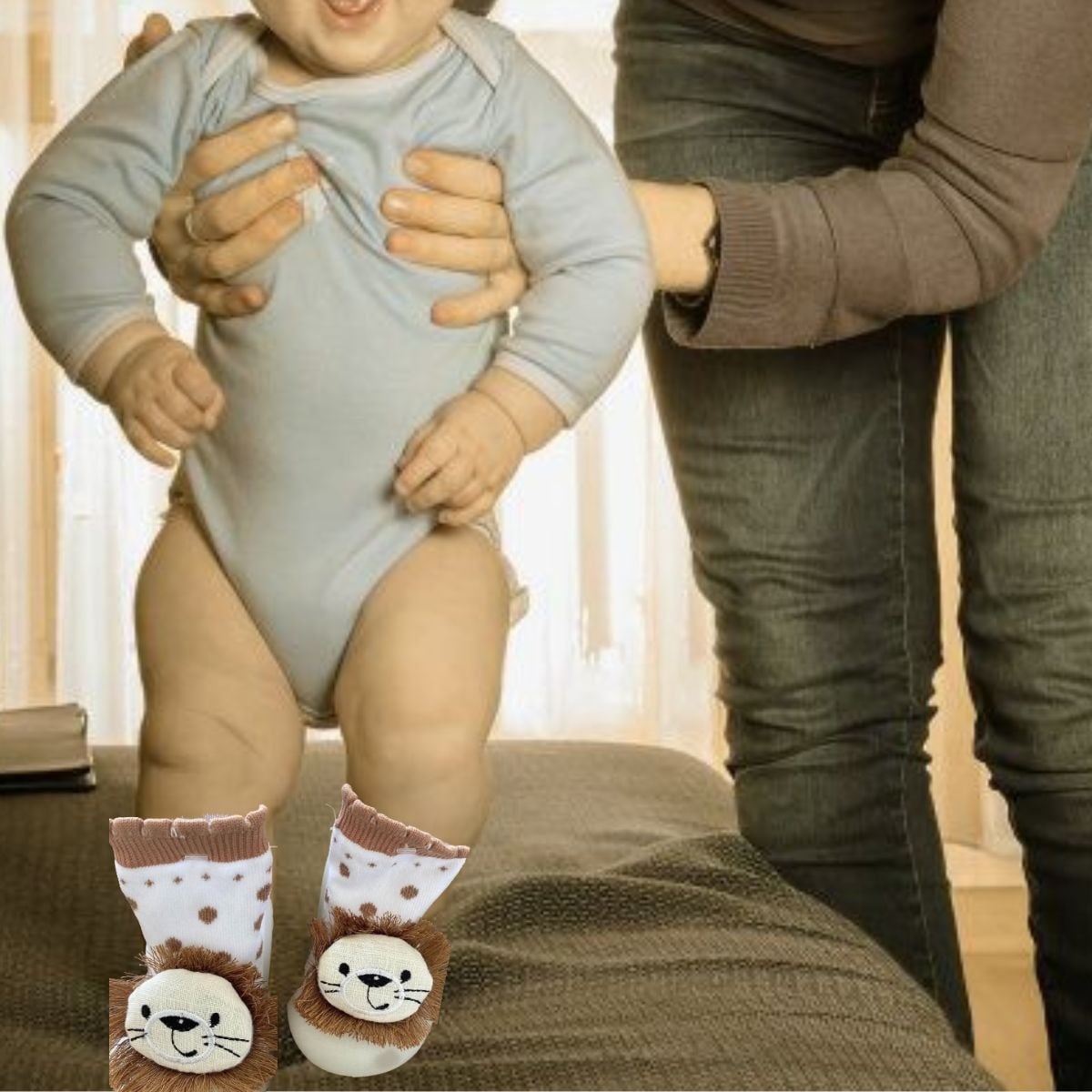 SET 2 CALCETINES FORMA PANTUFLAS ANTIDESLIZANTE BEBE LAU - 9