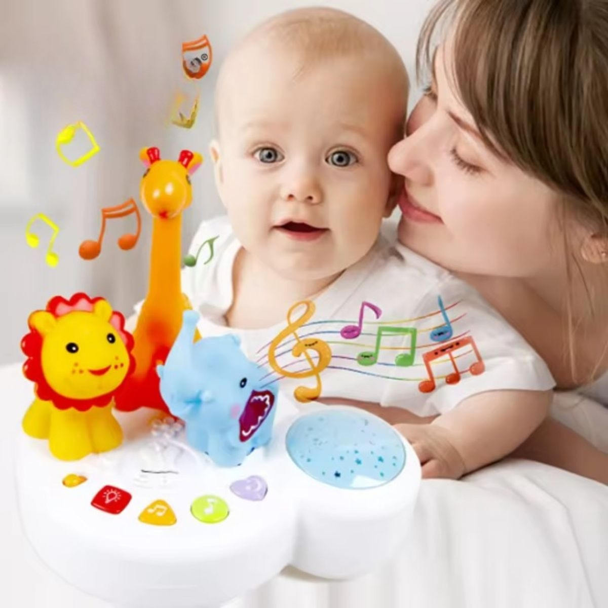 LAMPARA PROYECTOR MUSICAL ESPANTACUCI BEBE LAU - 5