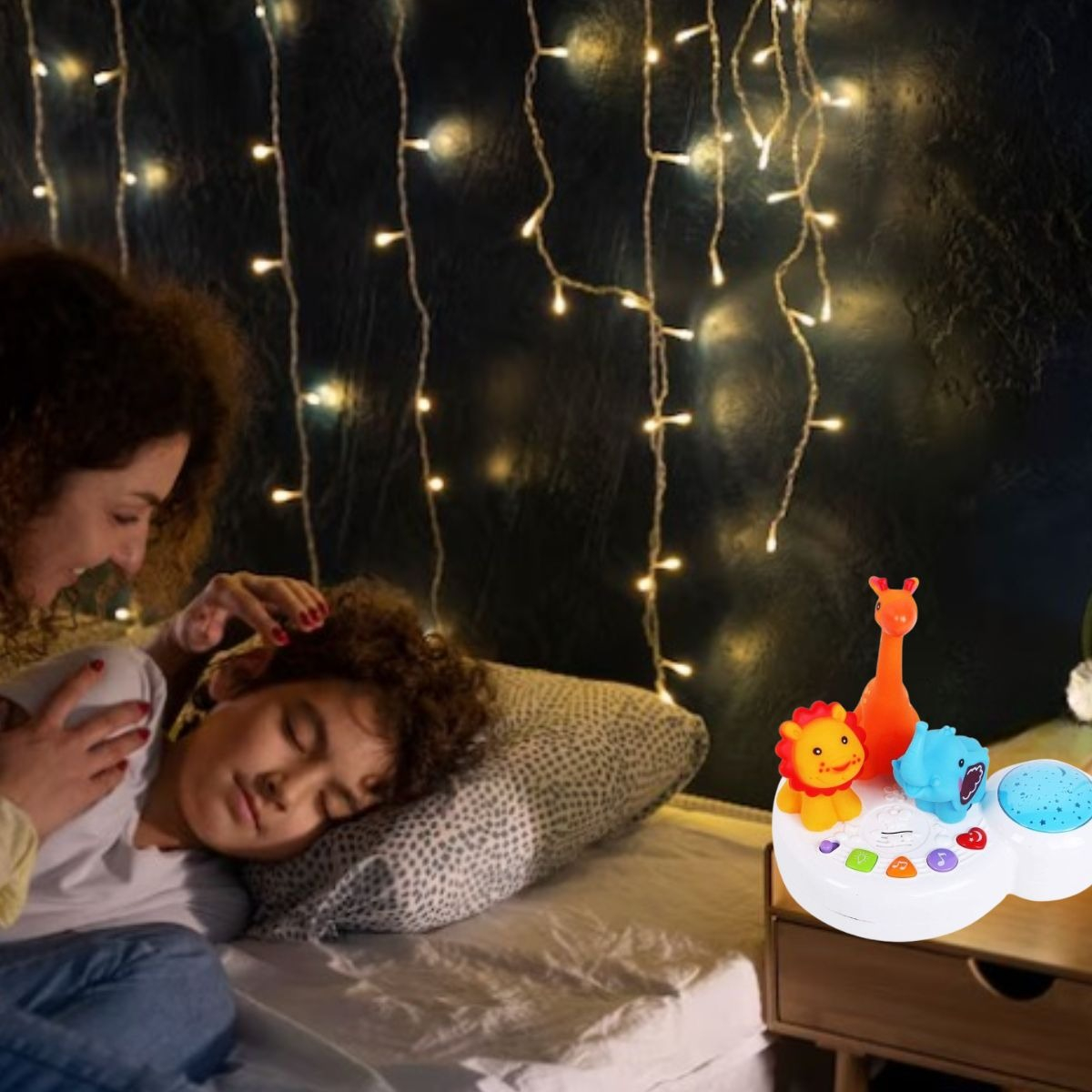 LAMPARA PROYECTOR MUSICAL ESPANTACUCI BEBE LAU - 9