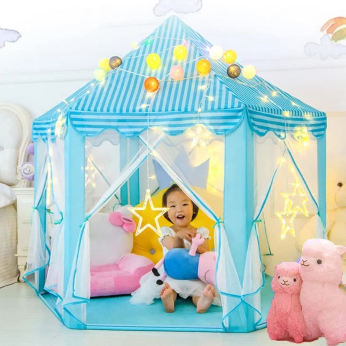 TIENDA DE CAMPAÑA ENSUEÑO CASTILLO HEXAGONAL PARA NIÑAS LAU - 6