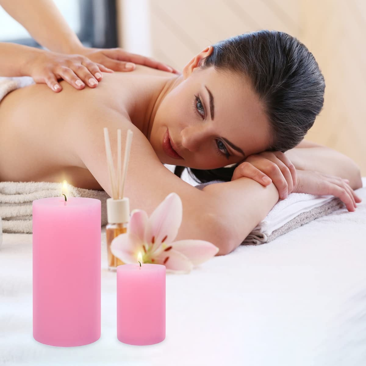 SET 3 VELAS VELONES ROSA SPA BODAS HOGAR DECORA LAU - 9