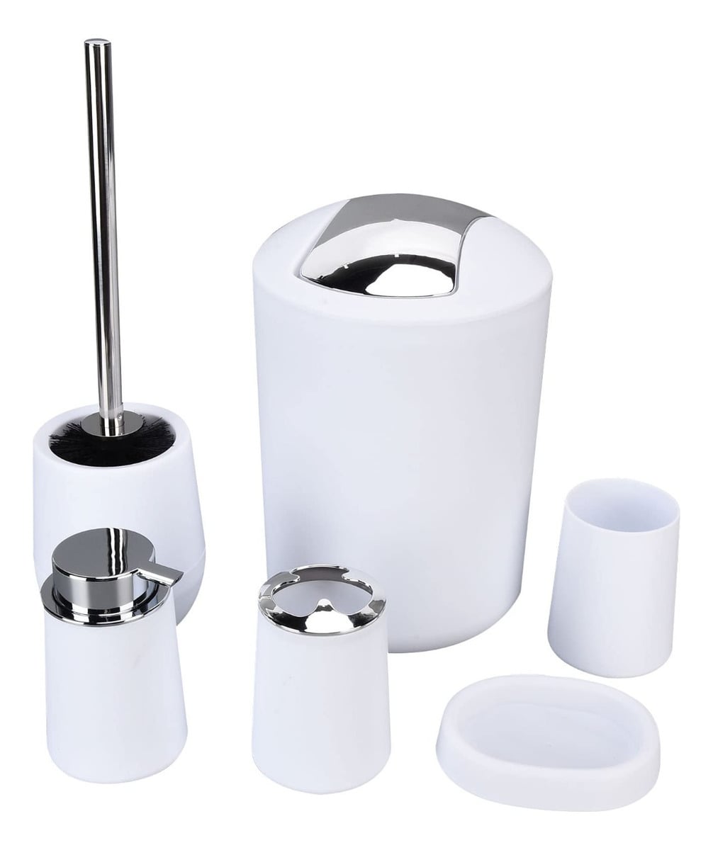 SET JUEGO ACCESORIOS BAÑO 6 PZAS ELEGANTE MODERNO HOGAR LAU - 1