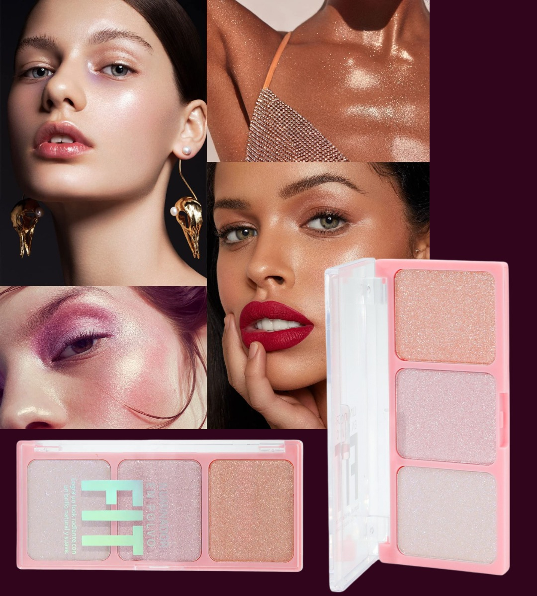 SET 3 ILUMINADOR POLVO 3 COLORES LUMINOSIDAD BRILLO JHN - 4