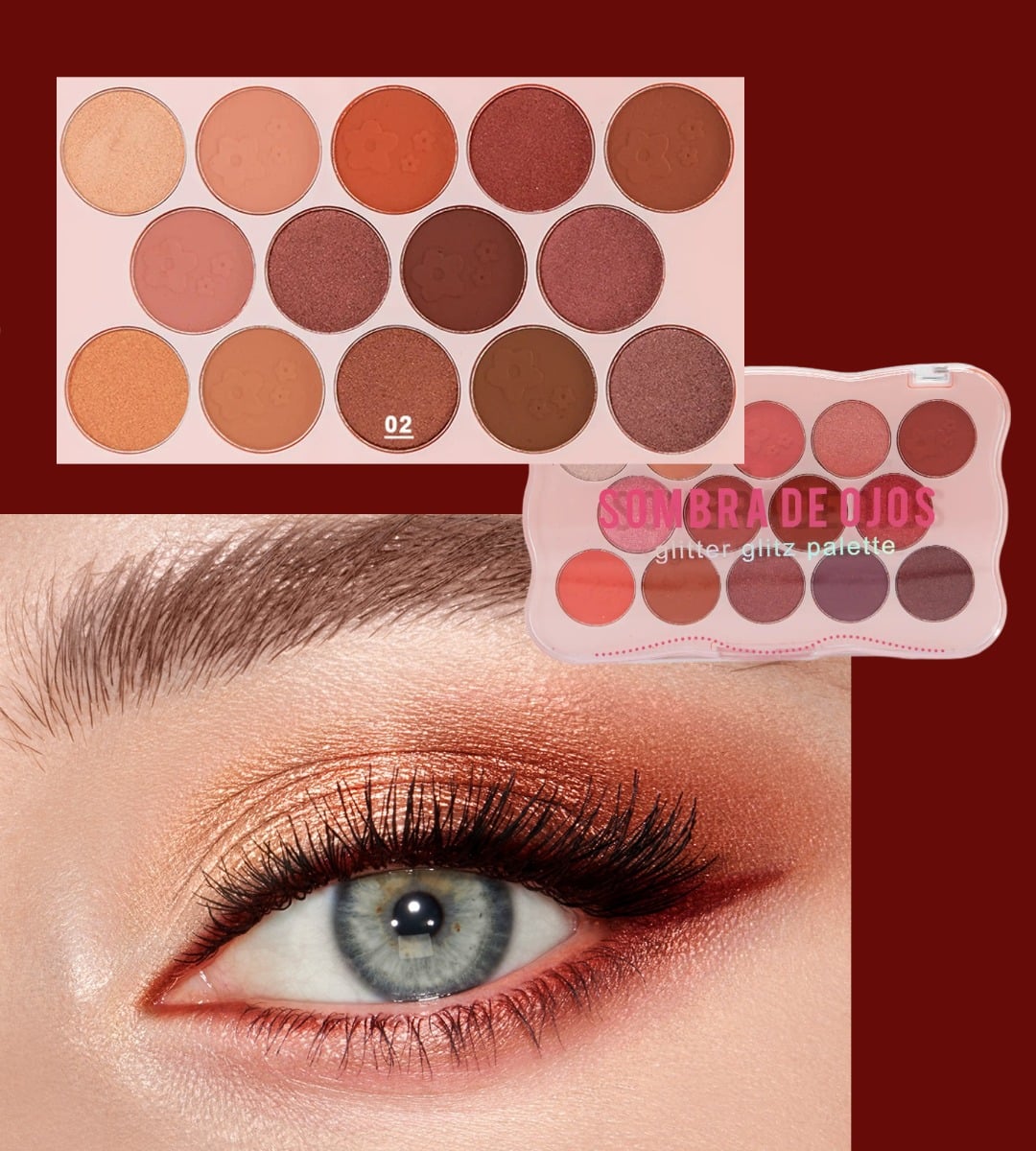 SOMBRA OJOS PALETA 14 TONOS VIBRANTE SUAVE DURADERA JHN - 4