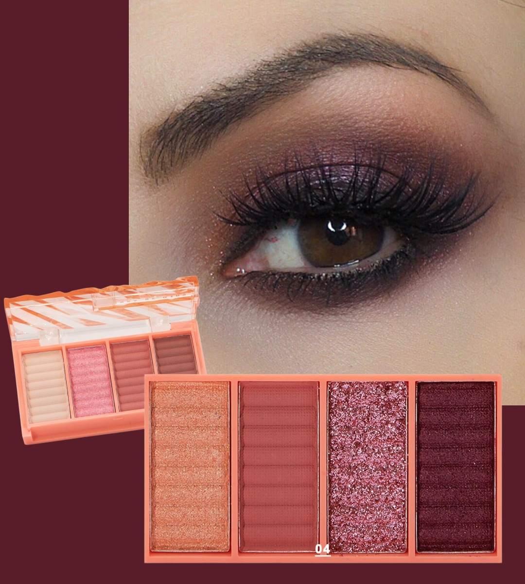 SET 4 SOMBRA OJOS PALETA 4 TONOS VIBRANTE SUAVE DURADERA JHN - 8