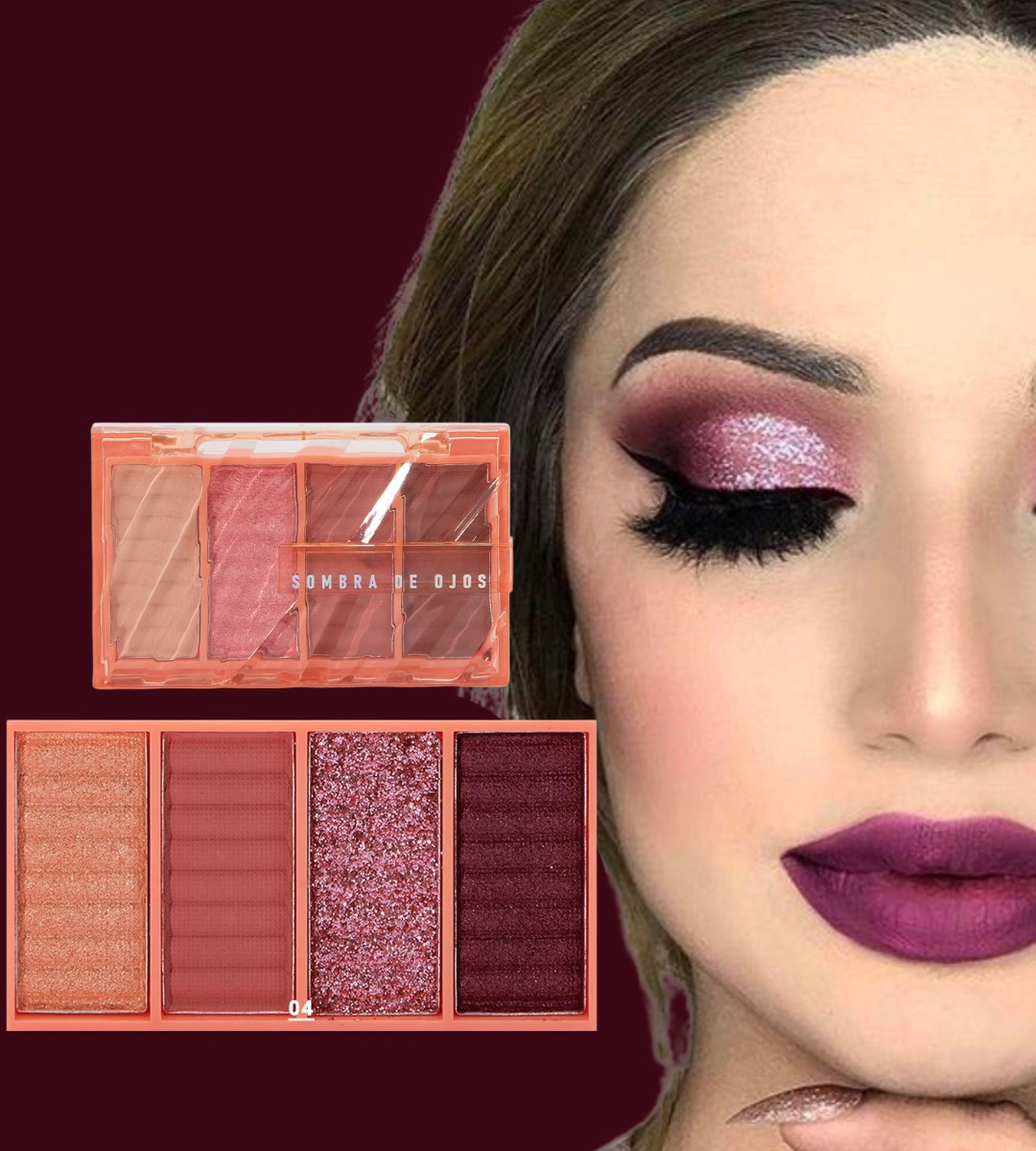 SET 4 SOMBRA OJOS PALETA 4 TONOS VIBRANTE SUAVE DURADERA JHN - 9
