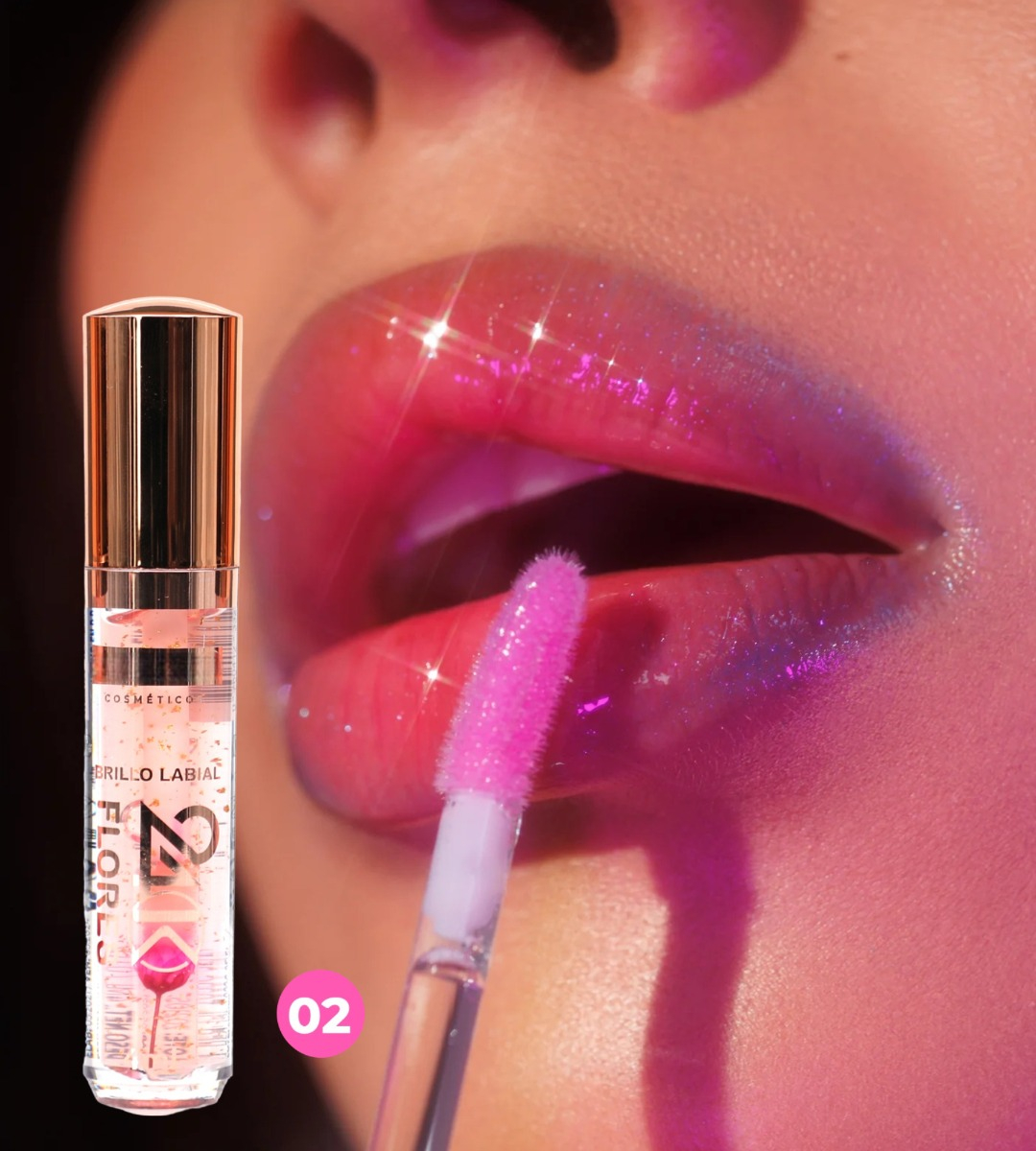 SET 3 BRILLO LABIAL 24K FLORES HIDRATA NUTRE JHN - 5