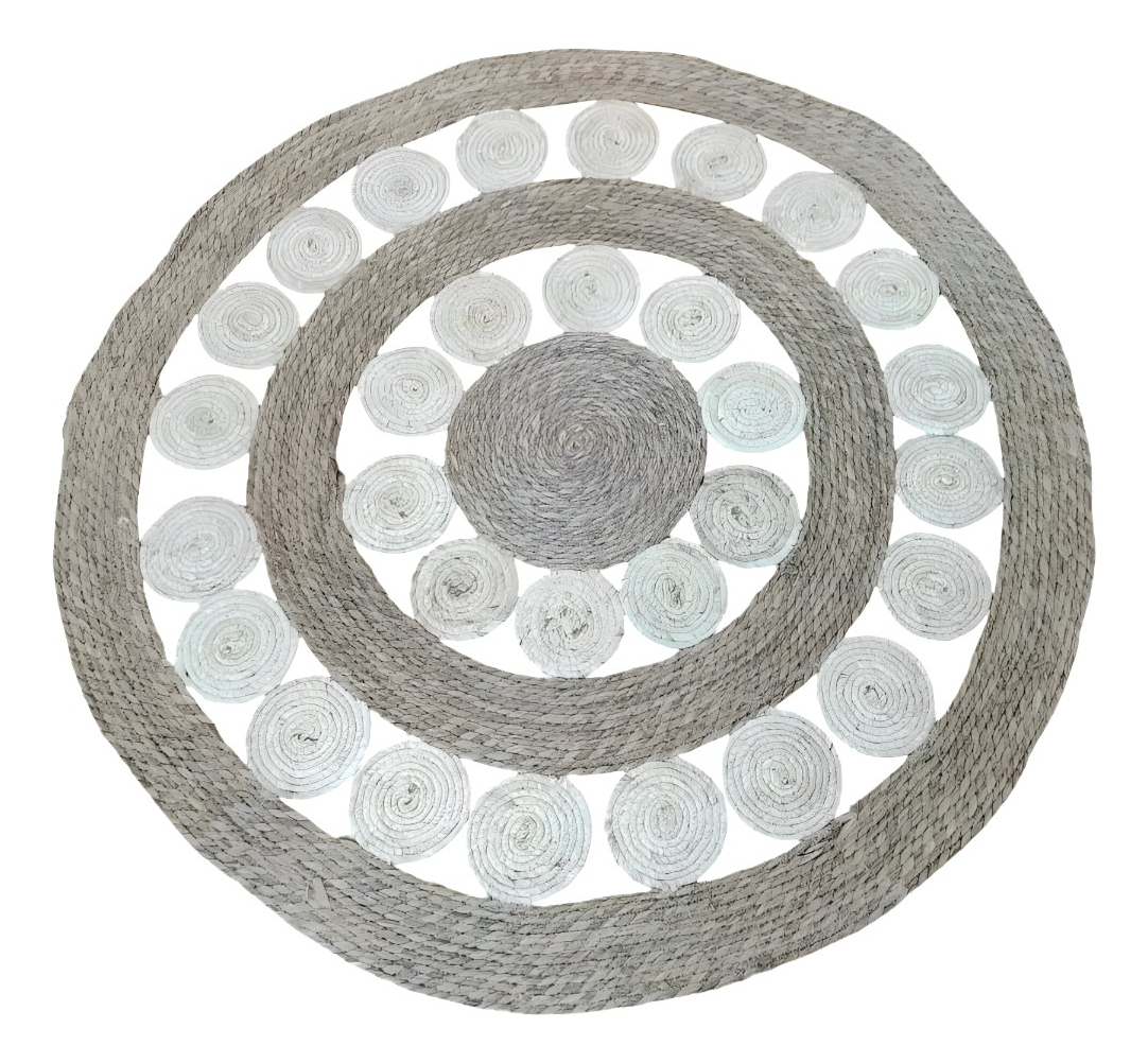 ALFOMBRA YUTE BICOLOR CÍRCULOS CALADA DECORATIVA JHN - 1
