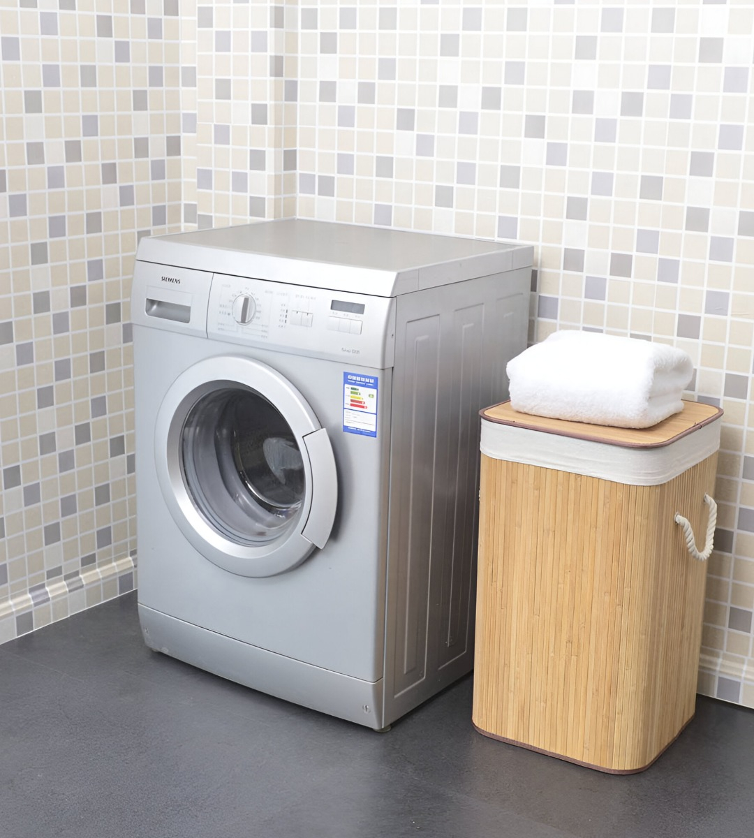 CESTA ROPA ECOLÓGICA RECTANGULAR BAMBÚ TAPA NATURAL JHN - 10
