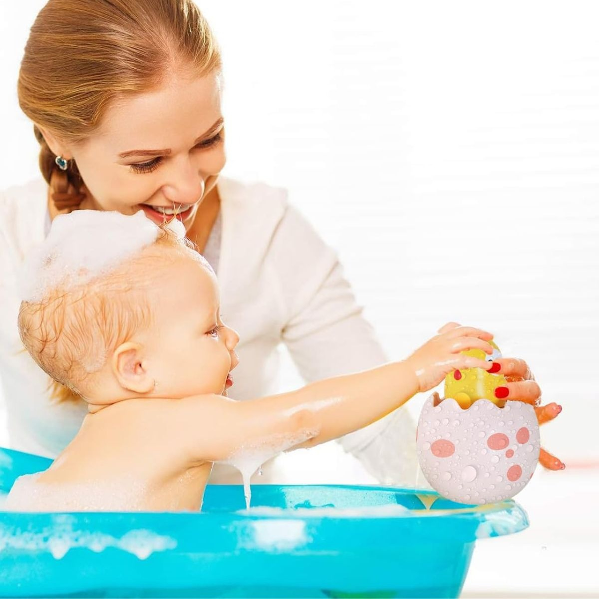SET 3 JUGUETES DE BAÑO DINOSAURIO POLLITO ROCIA AGUA LAU - 10