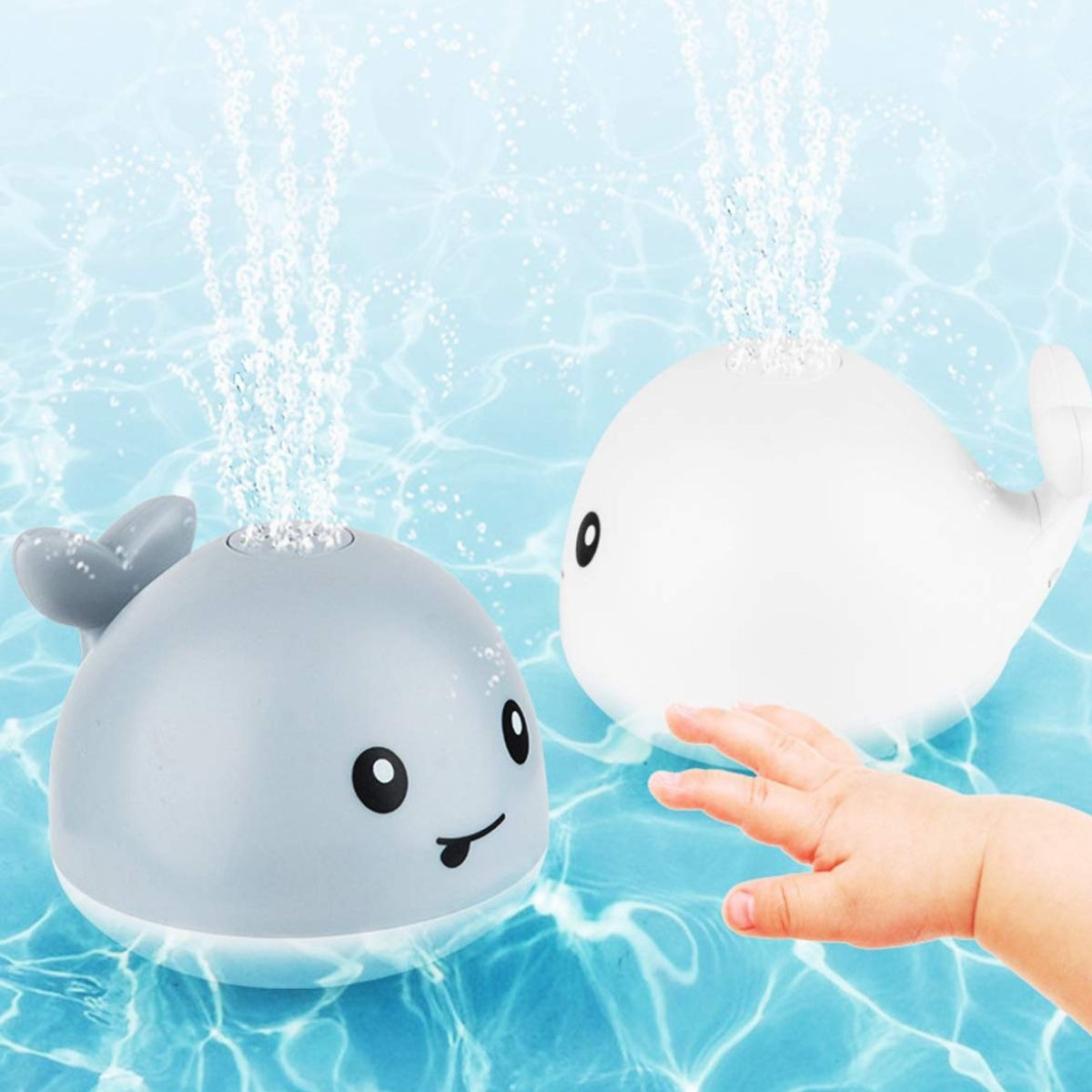 JUGUETE DE BAÑO BALLENA CON LUZ FUENTE AGUA FLOTANTE LAU - 7