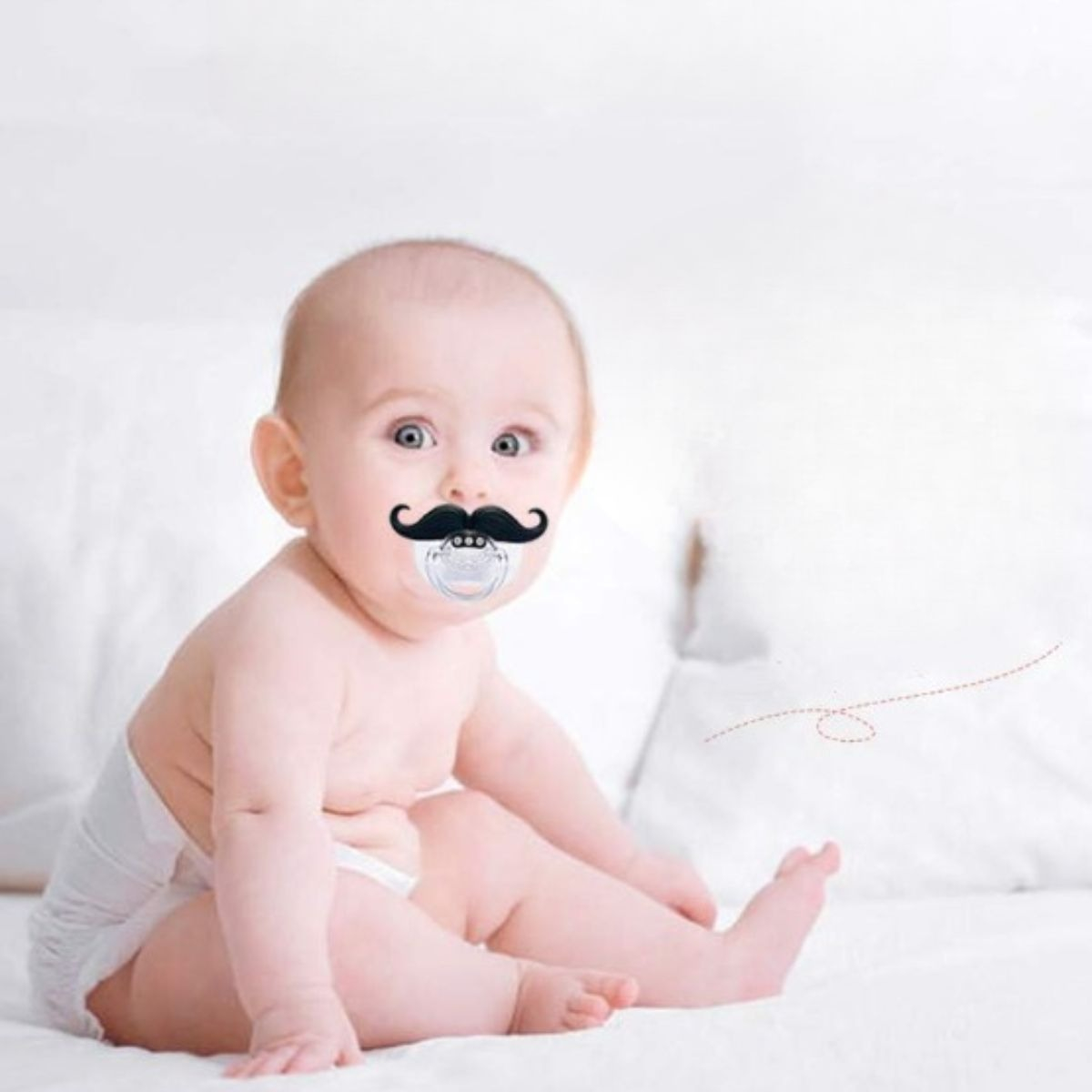 SET 6 CHUPETES DE BIGOTE DIVERTIDO SEGURO SILICONA BEBE LAU - 8