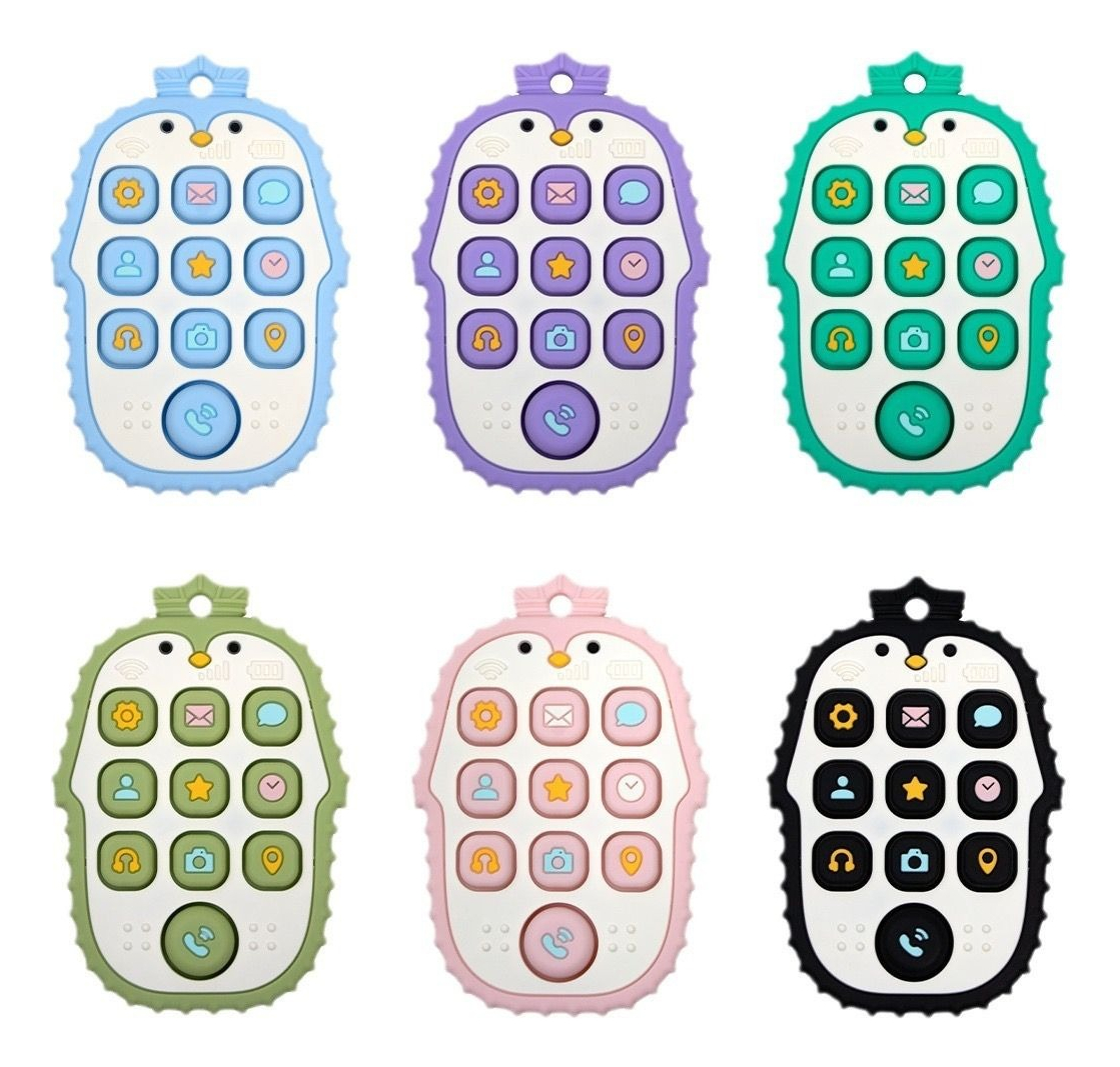 SET 3 MORDEDOR SILICONA SUAVE DISEÑO PINGÜINO BEBES LAU - 8