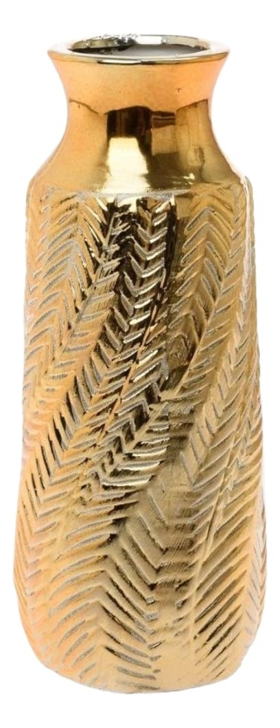 FLORERO JARRÓN DECORATIVO DORADO TEXTURA RELIEVE MODERNO JHN - 1