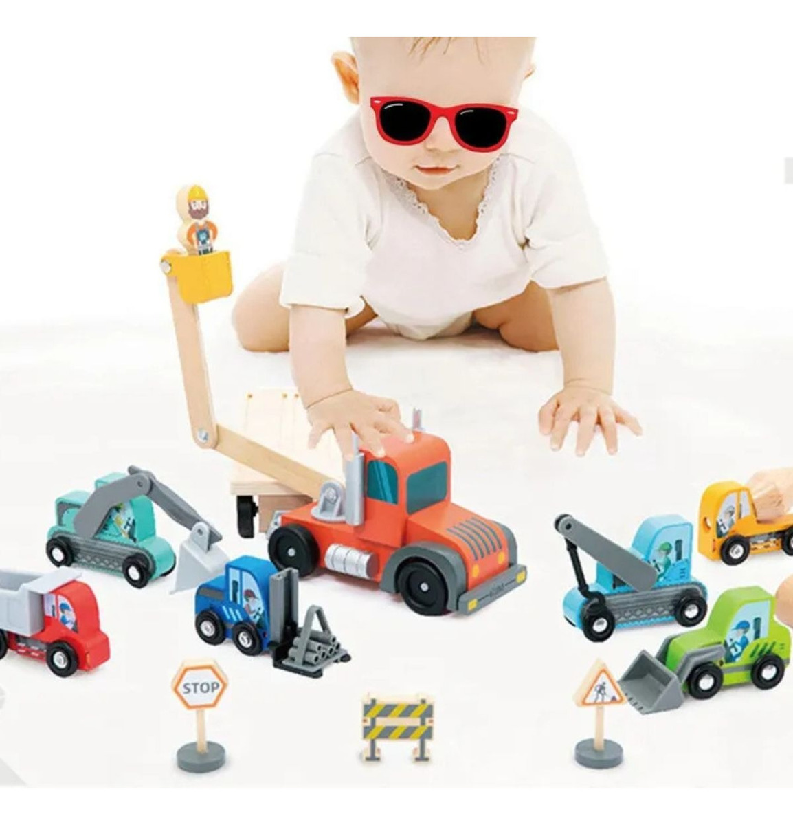 PACK JUGUETE MADERA ROMPECABEZAS VEHICULO CONSTRUCCION LAU - 7