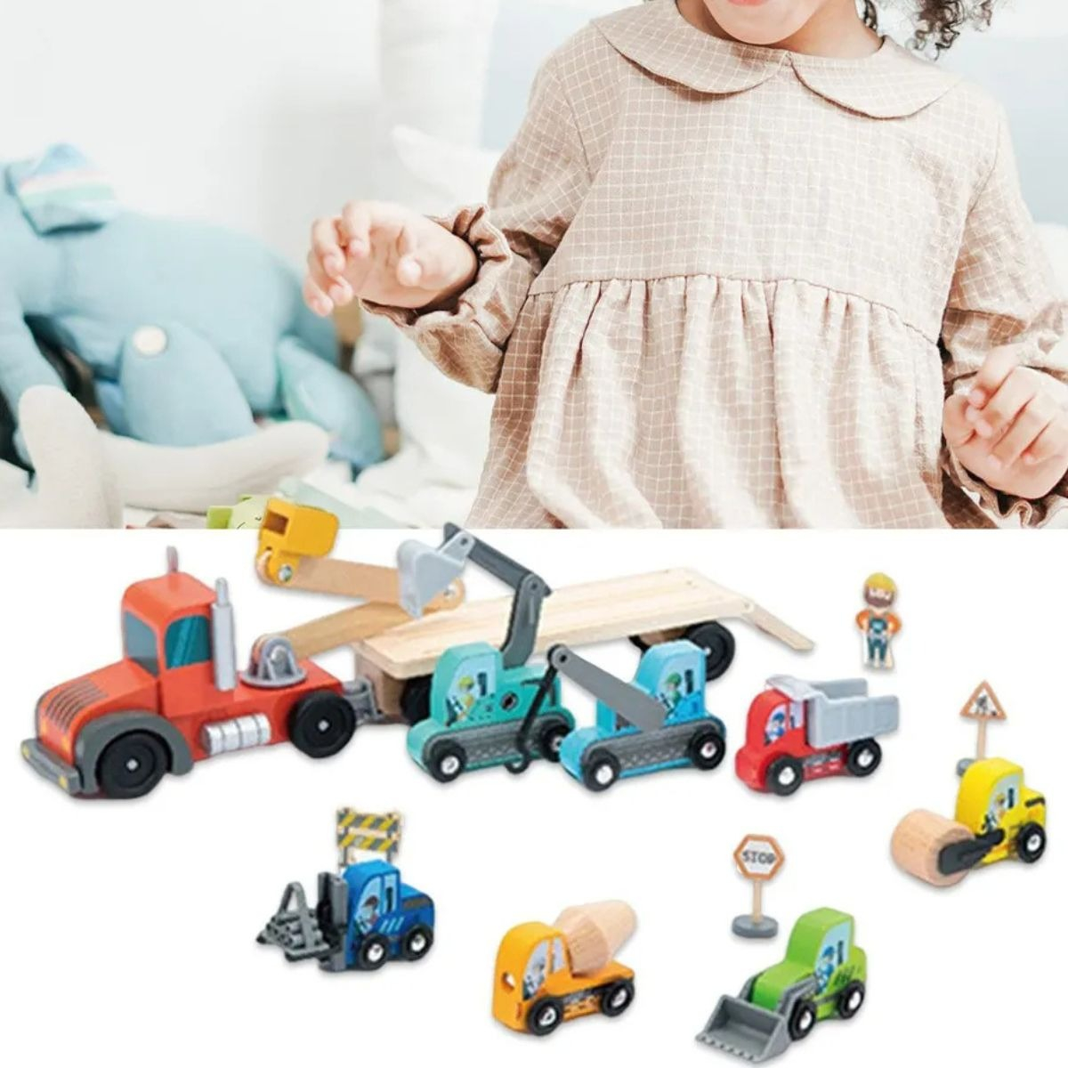 PACK JUGUETE MADERA ROMPECABEZAS VEHICULO CONSTRUCCION LAU - 8