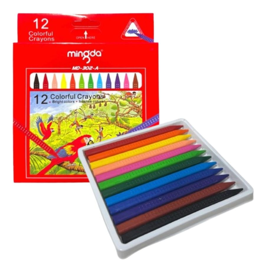 SET 4 CAJAS CRAYONES LAPICES TRIANGULAR 12 COLORES NIÑOS LAU - 1