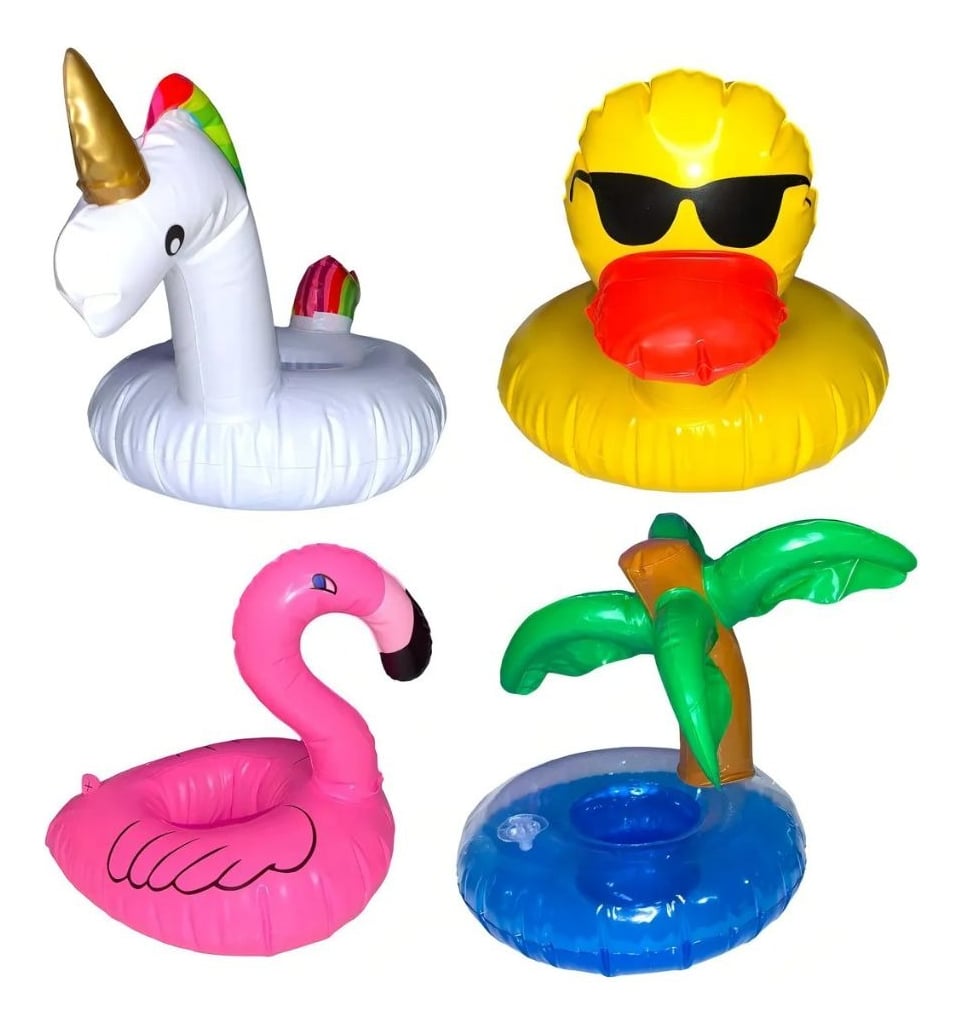 SET 8 PORTAVASOS INFLABLE PARA PISCINA SOPORTE BEBIDA LAU - 1