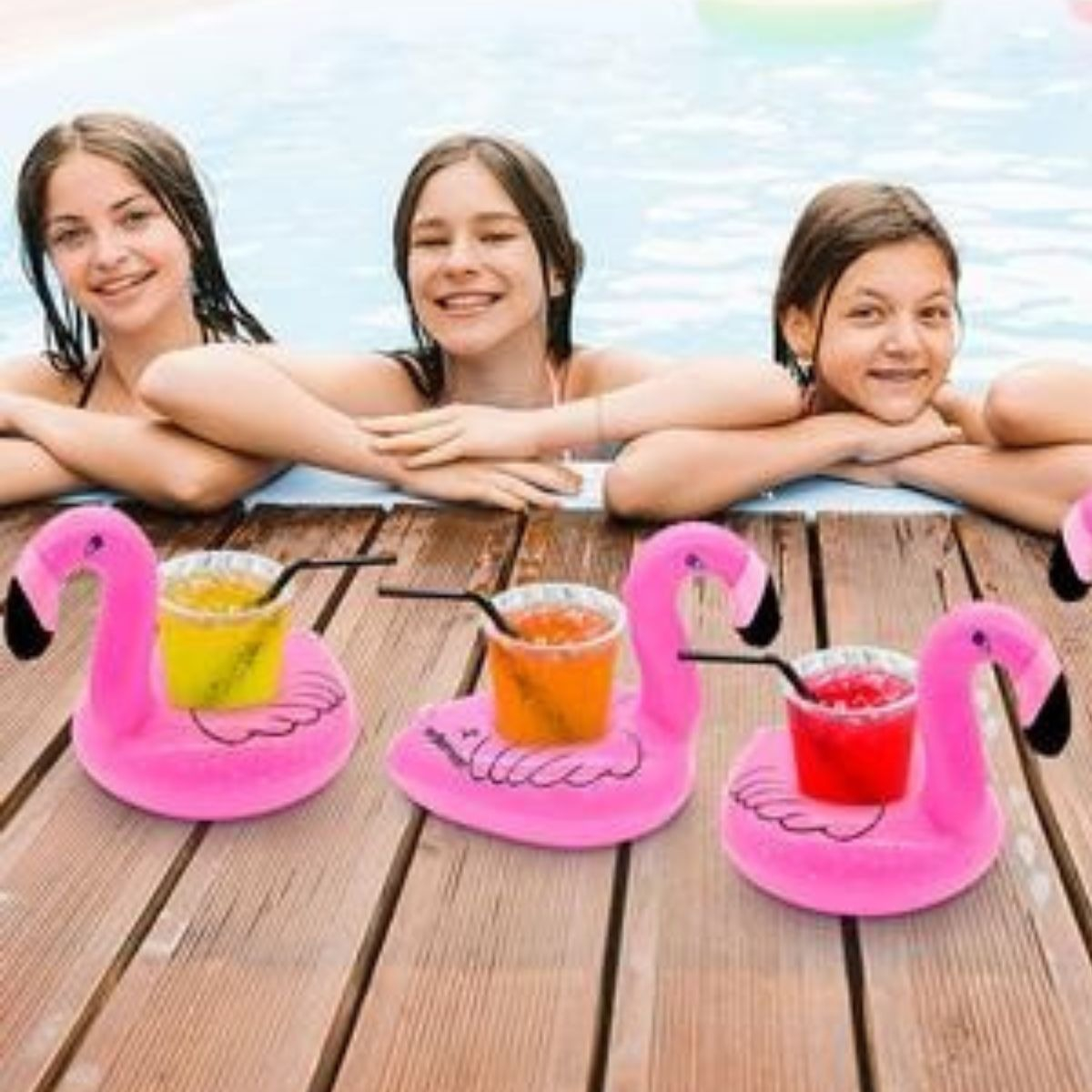 SET 8 PORTAVASOS INFLABLE PARA PISCINA SOPORTE BEBIDA LAU - 5