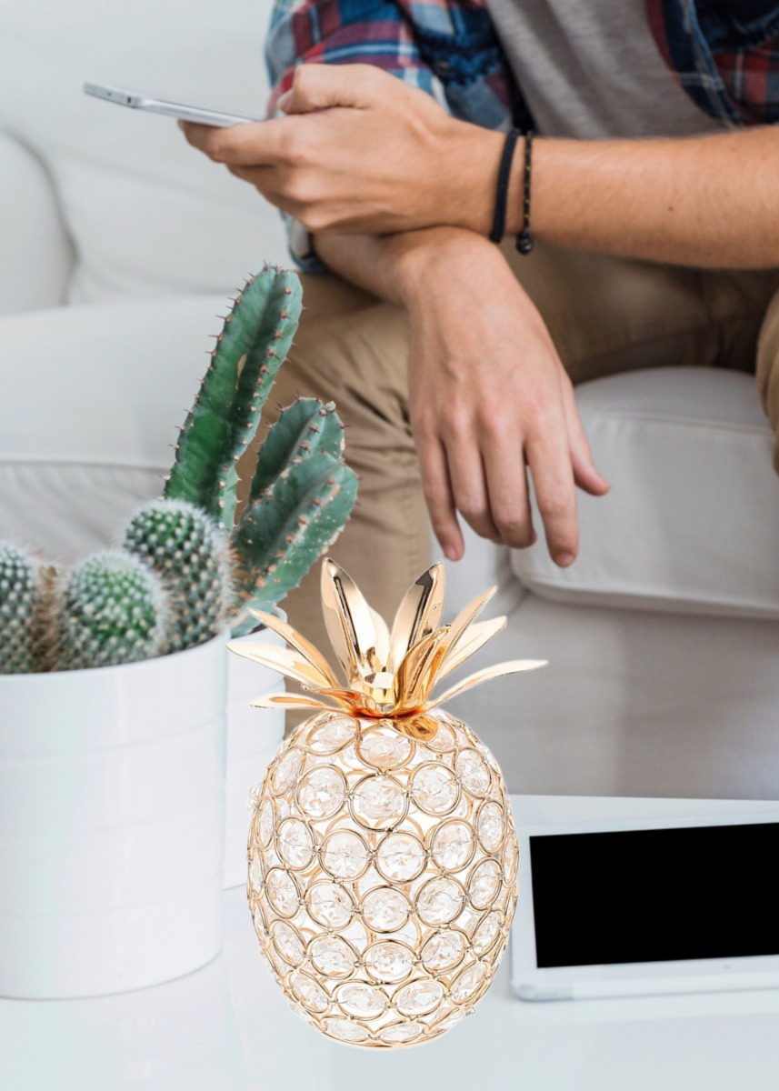 FIGURA DECORATIVA ADORNO PIÑA CENTRO MESA ELEGANTE JHN - 4