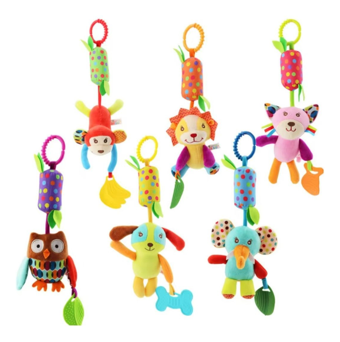 SET 2 SONAJEROS JUGUETE PELUCHE COLGANTE SENSORIAL BEBE LAU - 5